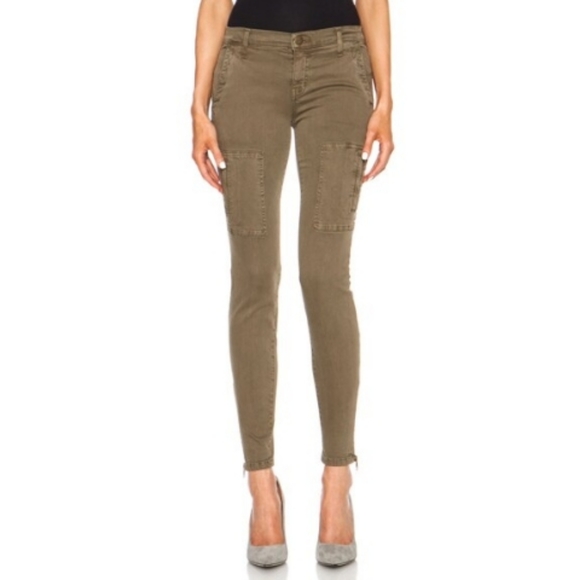 Current/Elliott Skinny Cargo Pants Jeans Olive Green Size 26 - Picture 2 of 16